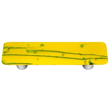 Palacedesigns Mardi Gras Green with Sunflower Yellow Rectangle Glass Cabinet Pull - Aluminum Post PA884770